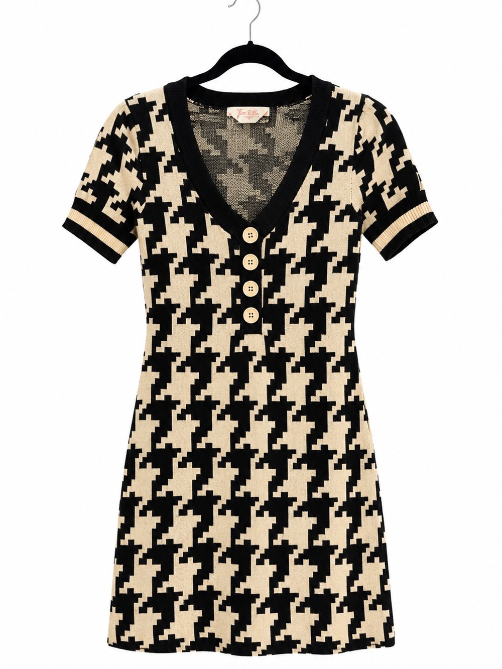 Vintage Y2K Betsey Johnson Houndstooth Knit Dress